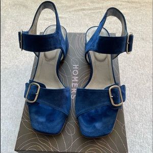 Homers Blue Suede Strappy Sandals